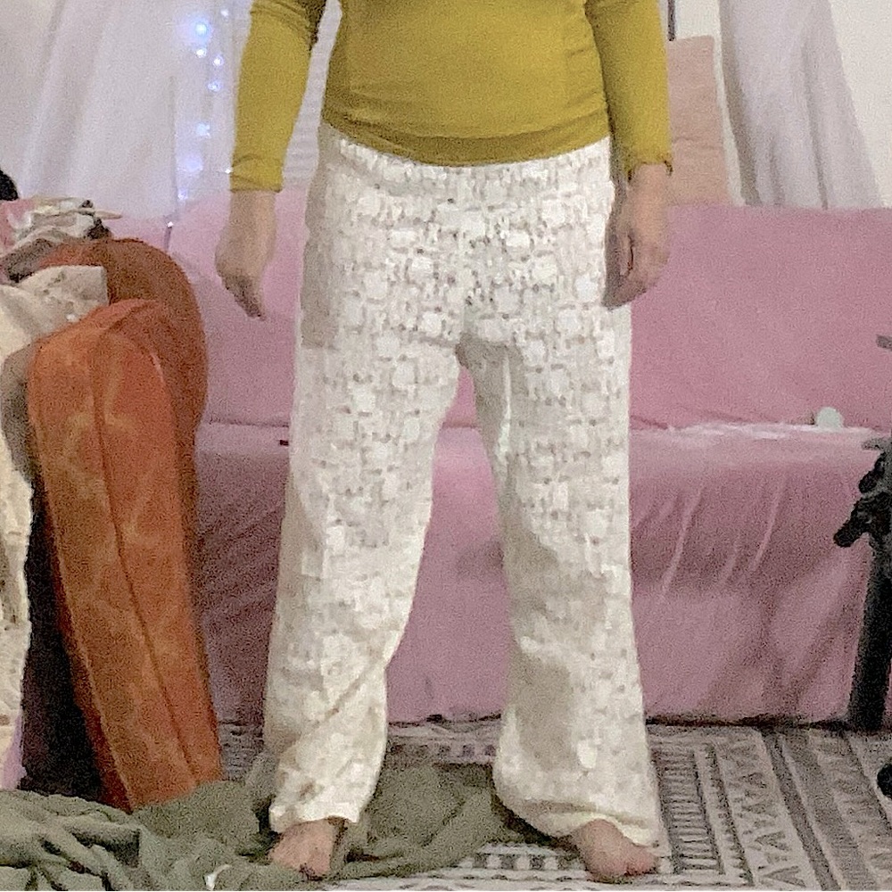 Color me Cotton Lace Pants Vintage Made in USA Beach Cover Up Loose Fit L / XL